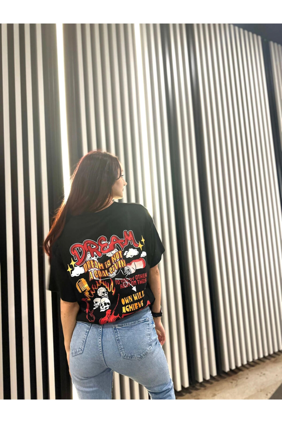 Kadın Dream Baskılı Oversize T-Shirt (zck0778)