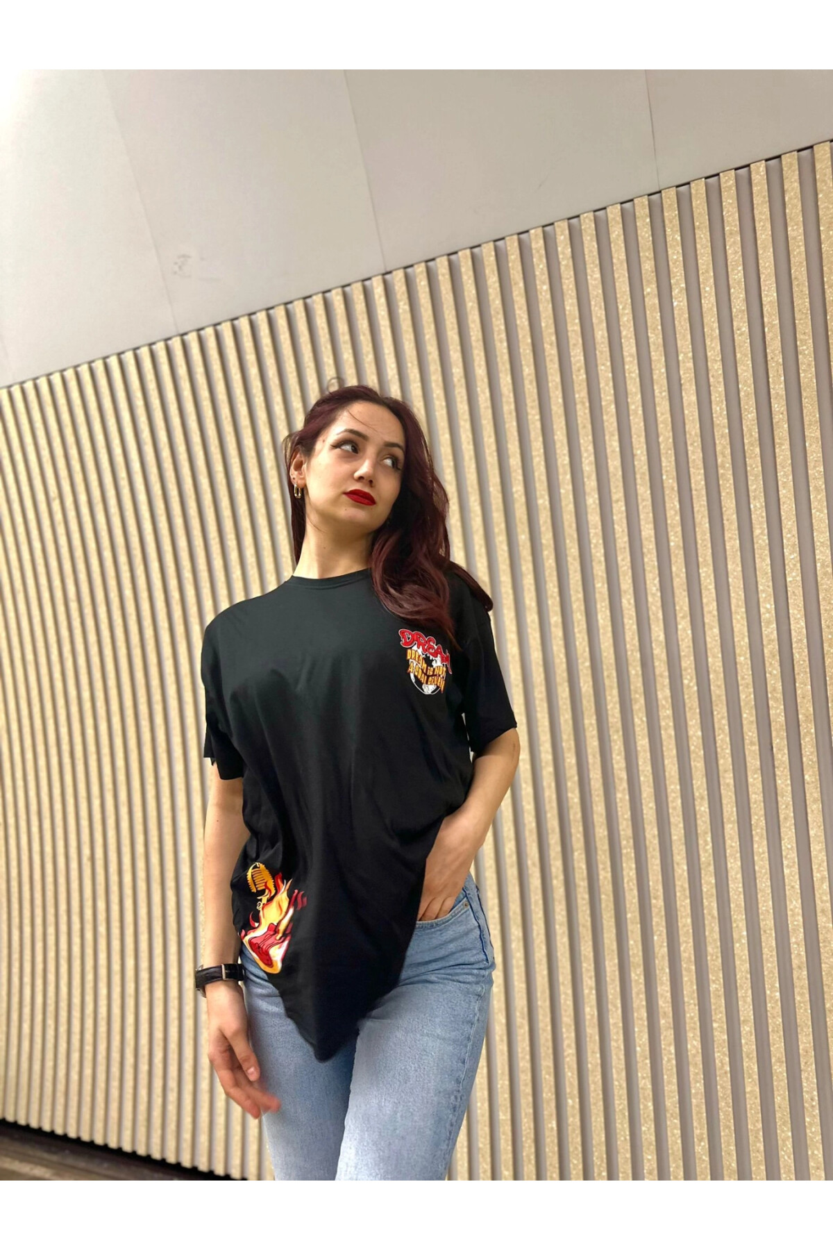 Kadın Dream Baskılı Oversize T-Shirt (zck0778)