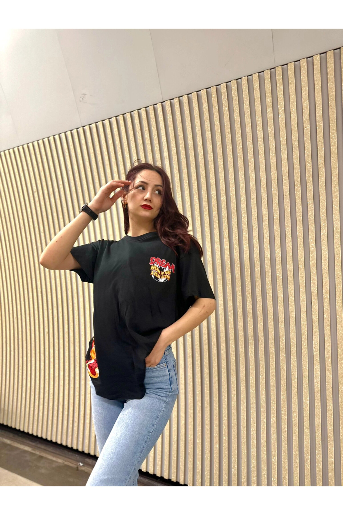 Kadın Dream Baskılı Oversize T-Shirt (zck0778)