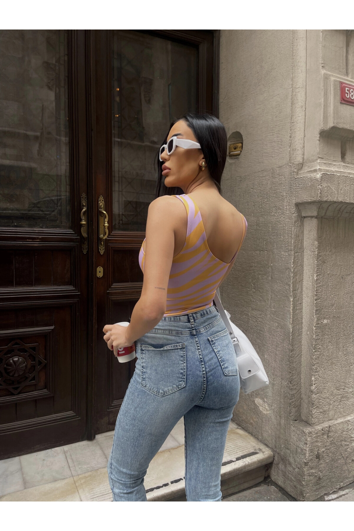 Kadın Lila Tek Kol Askılı Crop Bluz (ZCKSS101)