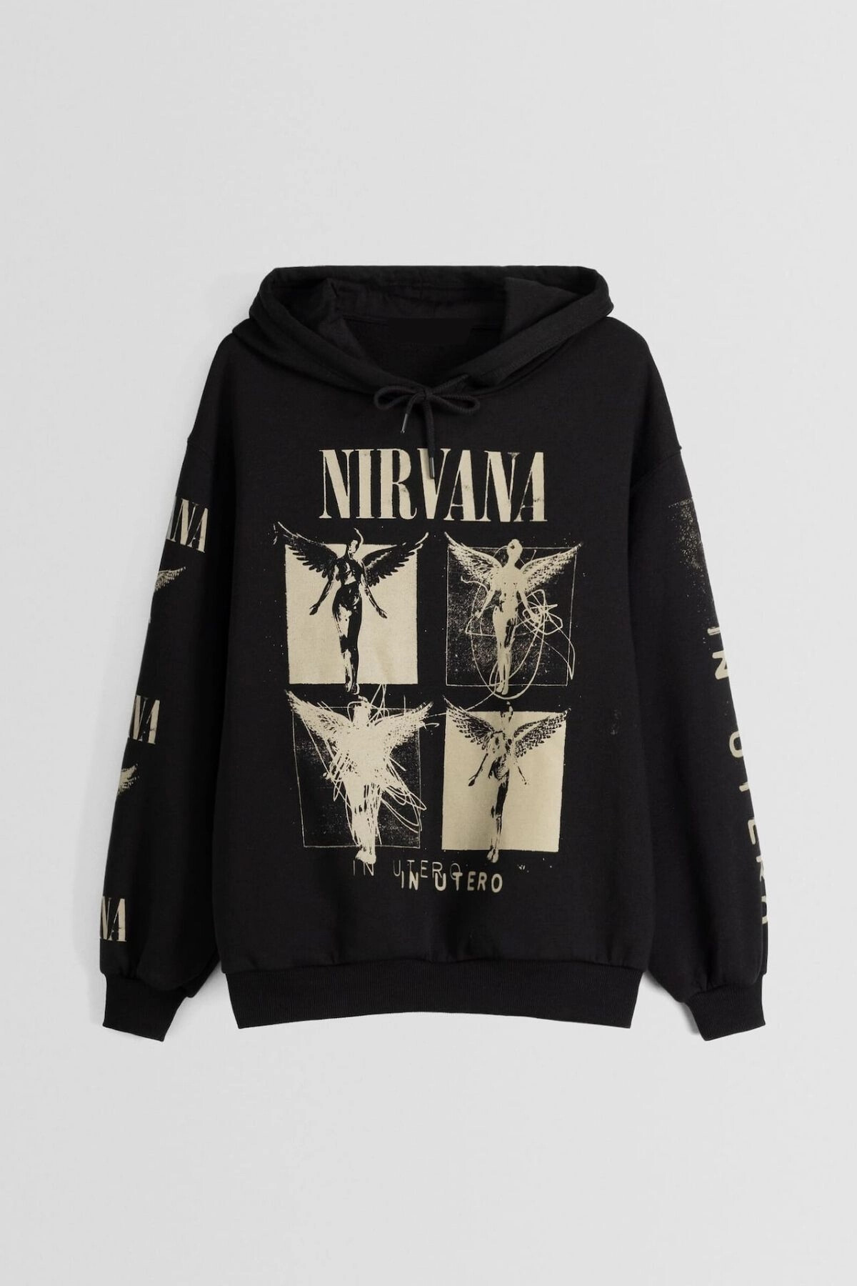 Kadın Siyah Baskılı Oversize Sweatshirt (zck0735)