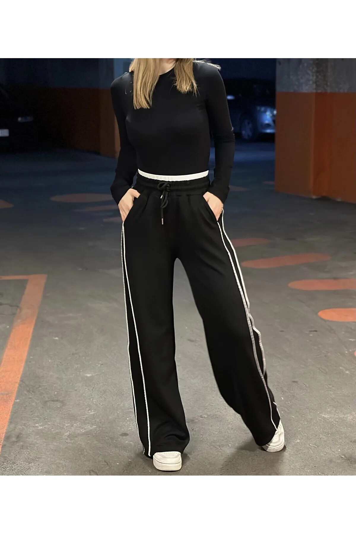 Kadın Siyah Kemer Detaylı Model Eşofman Altı (zck0781)