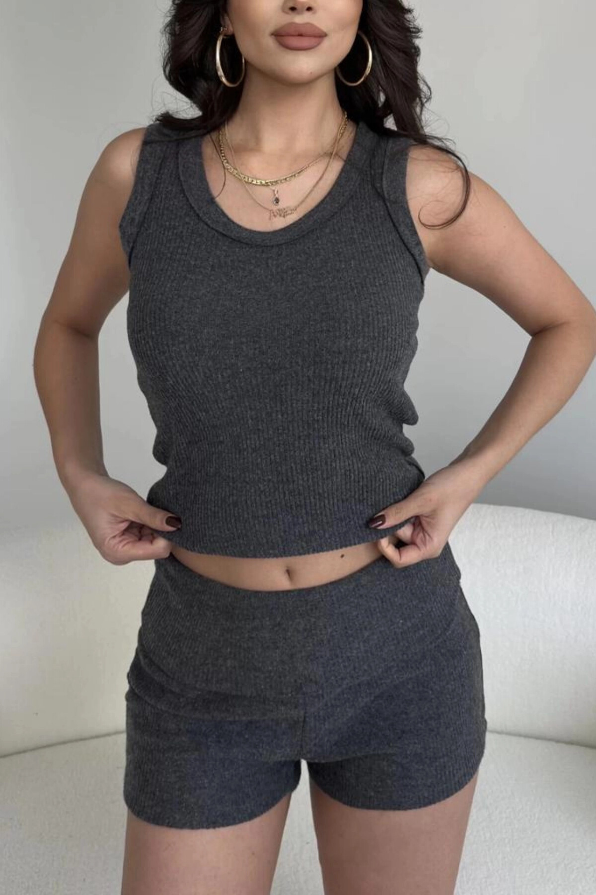Kadın Antrasit Şortlu Takım (ZCKZK119)