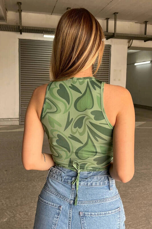 Kadın Haki Desenli Bel Dolamalı Bluz (zck0475)