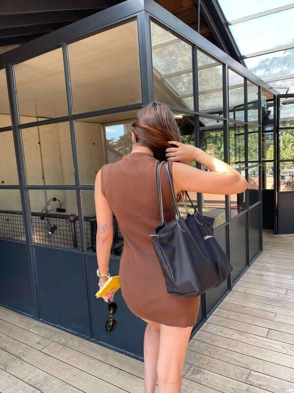 Kadın Kahverengi Triko Kolsuz Mini Boy Elbise (zck0559)