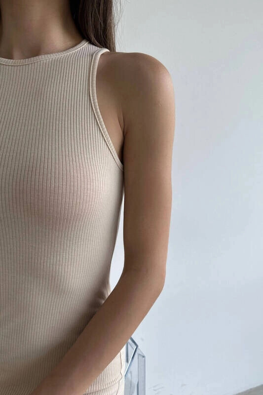 Kadın Krem Midi Boy Kalem Elbise (zck0486)