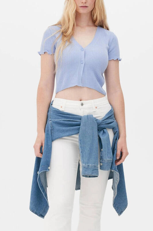 Kadın Lila Kısa Kollu Triko Hırka Bluz (zck0528)