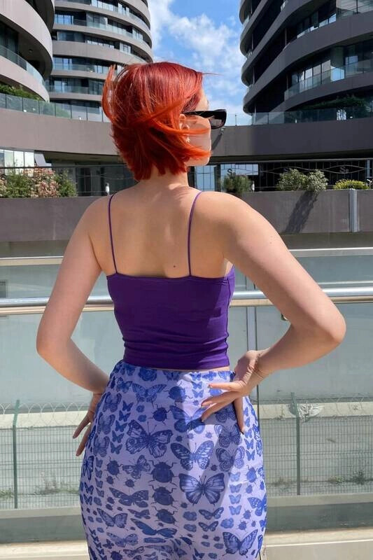 Kadın Mor İp Askılı Basic Büstiyer (ZCK0175)