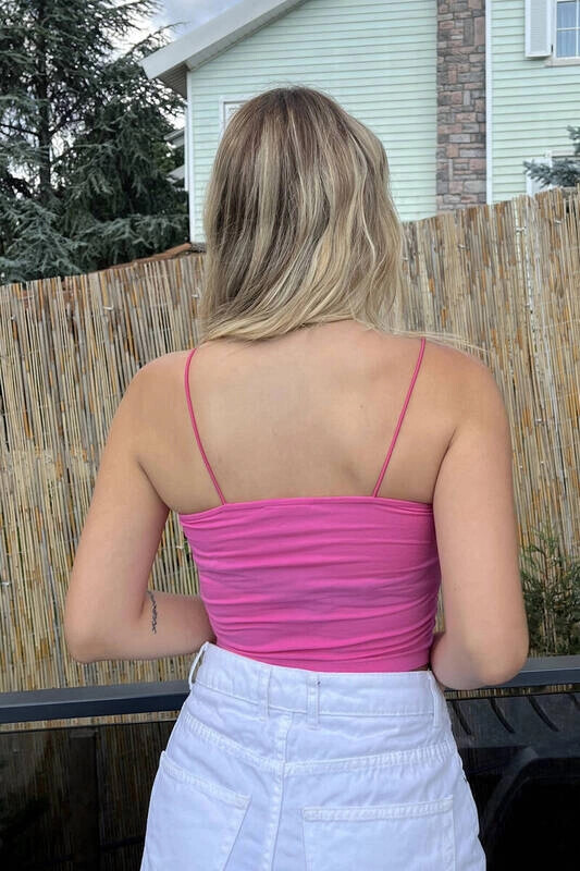 Kadın Pembe İp Askılı Basic Büstiyer (ZCK0175)