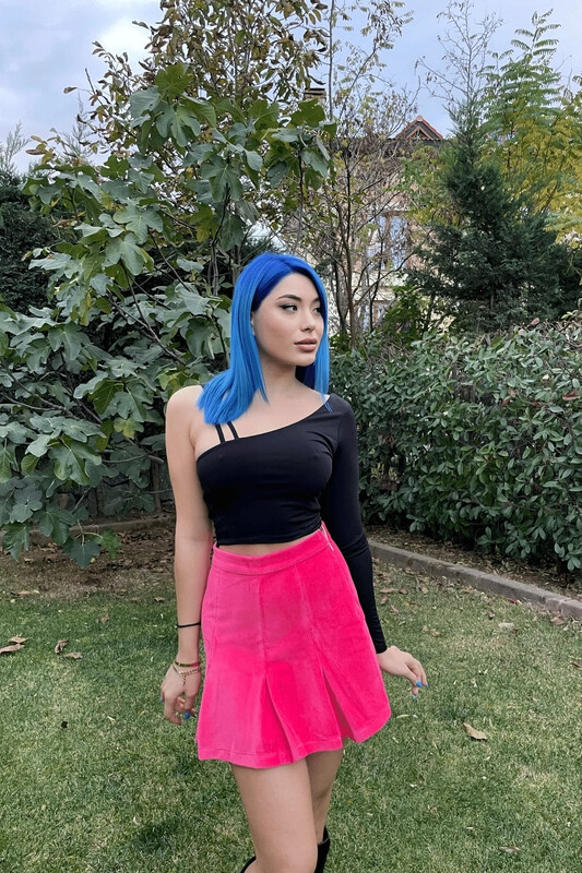 Kadın Siyah Uzun Tek Kol Bluz (zck0595)
