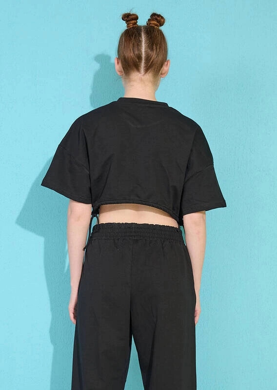 Kadın Siyah Yanı Büzgülü Ve Paçası Lastikli İkili Takım (zck0301)