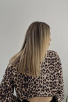 Kadın Leopar Kısa Crop Sweat (zck0323)