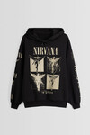 Kadın Siyah Baskılı Oversize Sweatshirt (zck0735)
