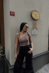 Kadın Vizon Tek Kol Askılı Crop Bluz (ZCKSS101)