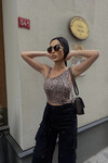 Kadın Vizon Tek Kol Askılı Crop Bluz (ZCKSS101)