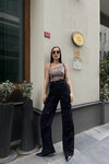 Kadın Vizon Tek Kol Askılı Crop Bluz (ZCKSS101)