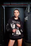 Kadın Siyah Baskılı Oversize Sweatshirt (ZCK0735)