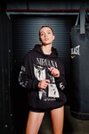 Kadın Siyah Baskılı Oversize Sweatshirt (ZCK0735)