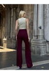 Kadın Bordo Fiyonk Detaylı Model Pantolon (ZCKSS148)