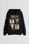 Kadın Siyah Baskılı Oversize Sweatshirt (ZCK0735)