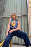 Kadın Mavi Baskılı Crop Tshirt (zck0465)