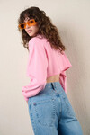 Kadın Pembe Kısa Crop Sweat (zck0323)