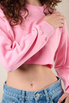 Kadın Pembe Kısa Crop Sweat (zck0323)