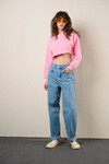 Kadın Pembe Kısa Crop Sweat (zck0323)