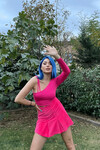 Kadın Pembe Uzun Tek Kol Bluz (zck0595)